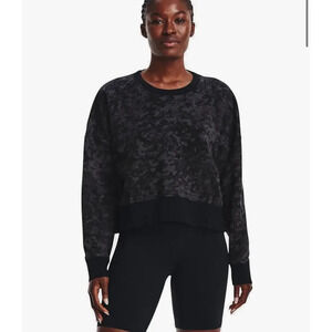 NWT Under Armour‎ Women's XL Black Camo Crewneck Fleece Loose Fitting Sweatshirt